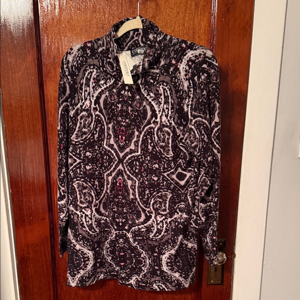 Context Black and Pink Patterned Top